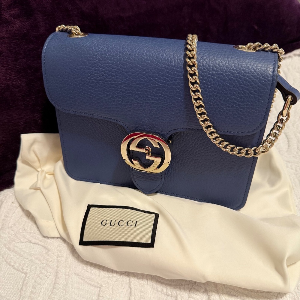 Gucci Dollar Calfskin Medium Interlocking Chain Shoulder Bag